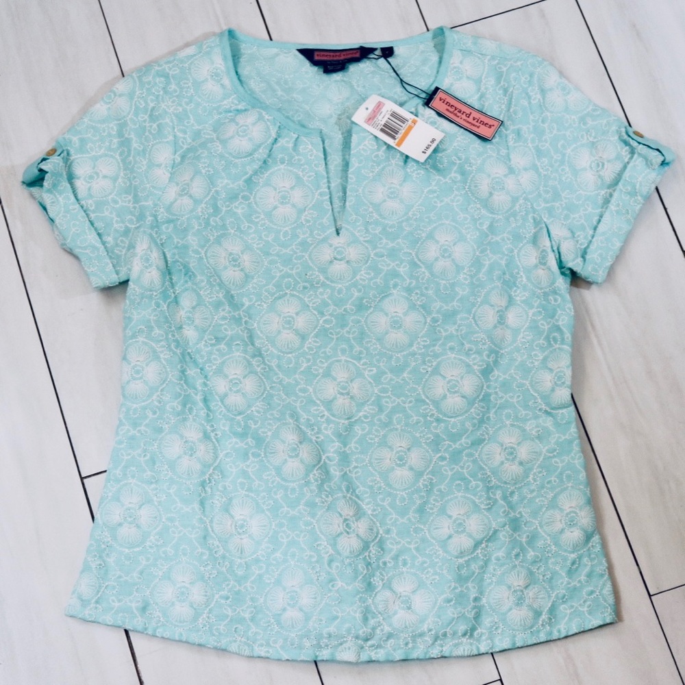 Vineyard Vines Light Blue Stitch Top